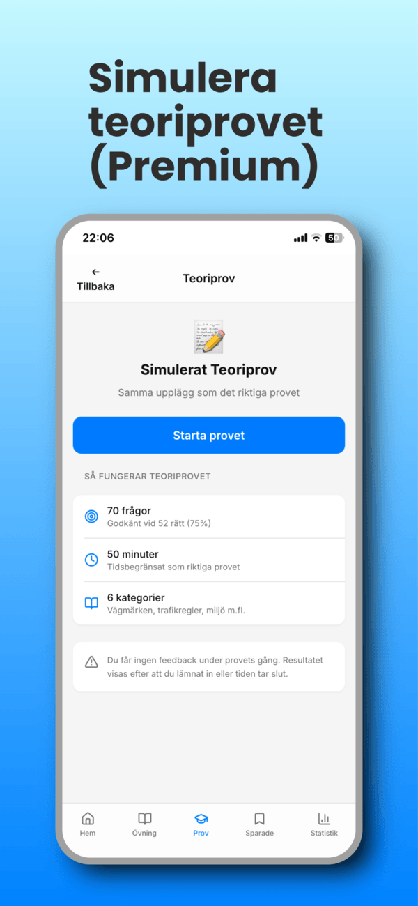 Simulera teoriprovet (Premium)
